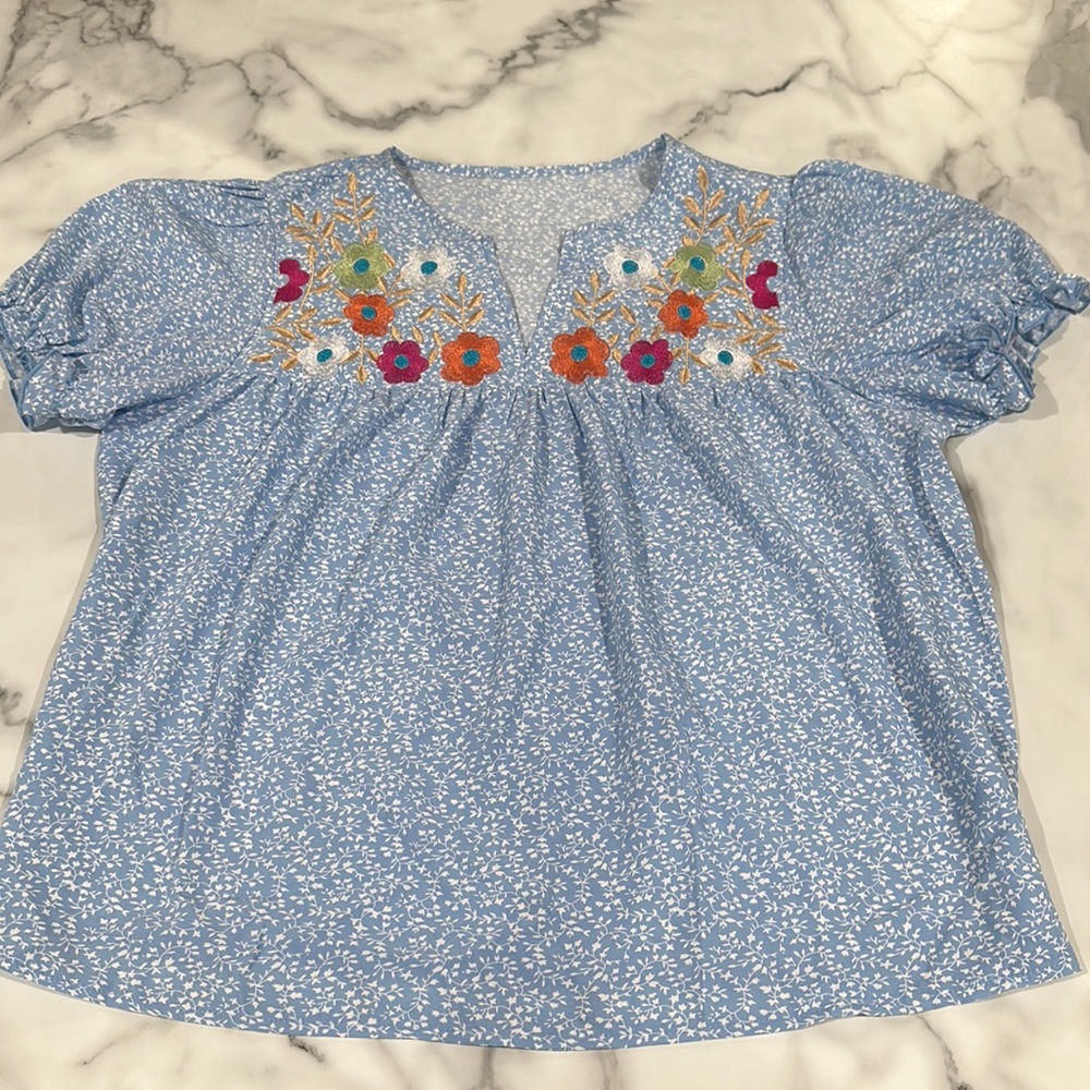 Light Blue Floral Blouse